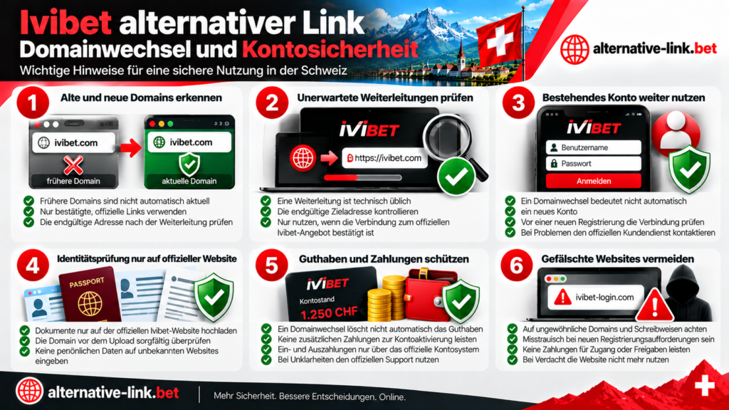 Ivibet alternativer Link Schweiz – Domainwechsel und Kontosicherheit, alte und aktuelle Domains prüfen, Weiterleitungen kontrollieren, bestehendes Konto schützen und gefälschte Websites erkennen
