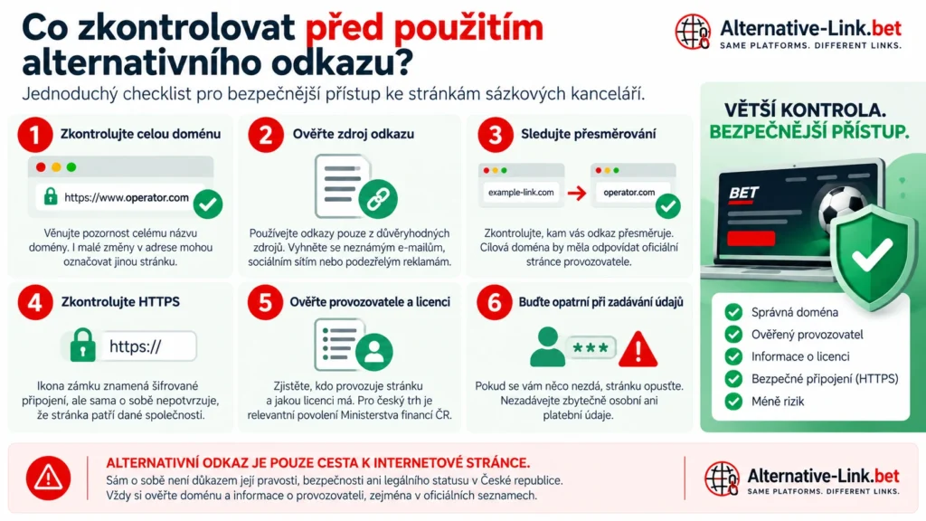 Co zkontrolovat před použitím alternativního odkazu sázkové kanceláře